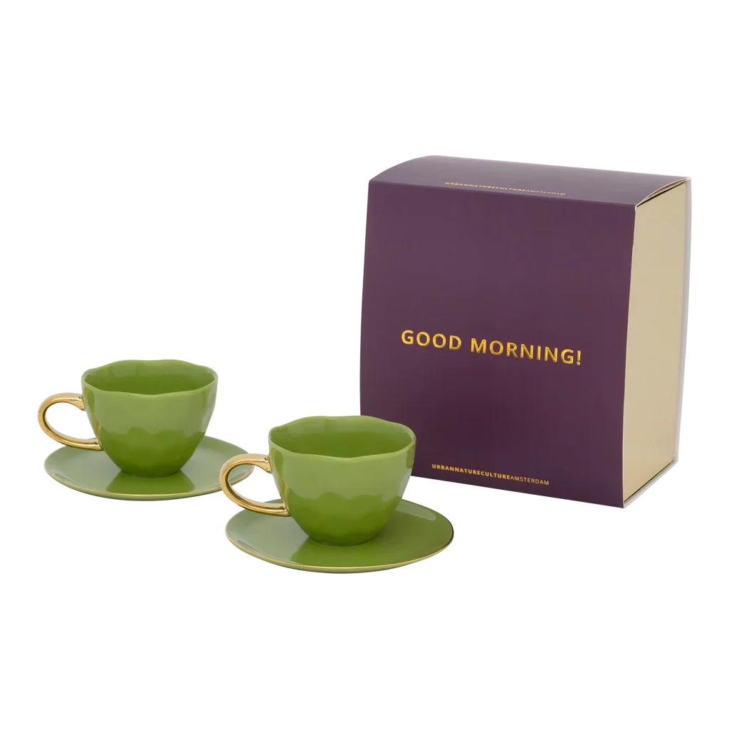 AIRPHOLIC Nature Gift セット Kop-en-schotelset set groen met gouden rand | Urban Nature Culture