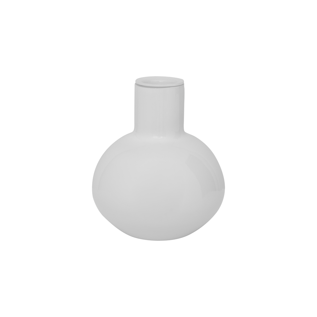 Candle holder Bubble Recycled Glass Opaque S, white