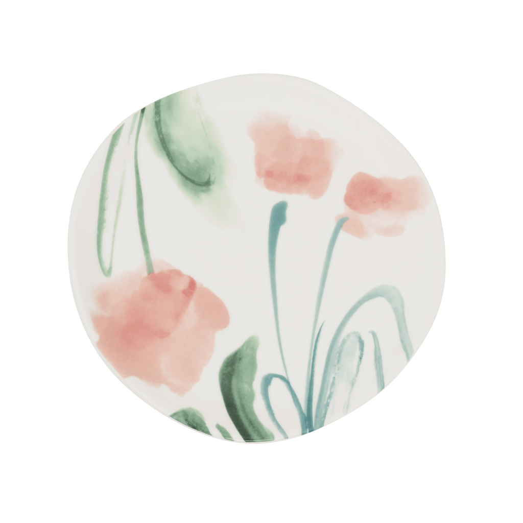 Assiette Bonjour Ø17 cm - Blanche / fleurs