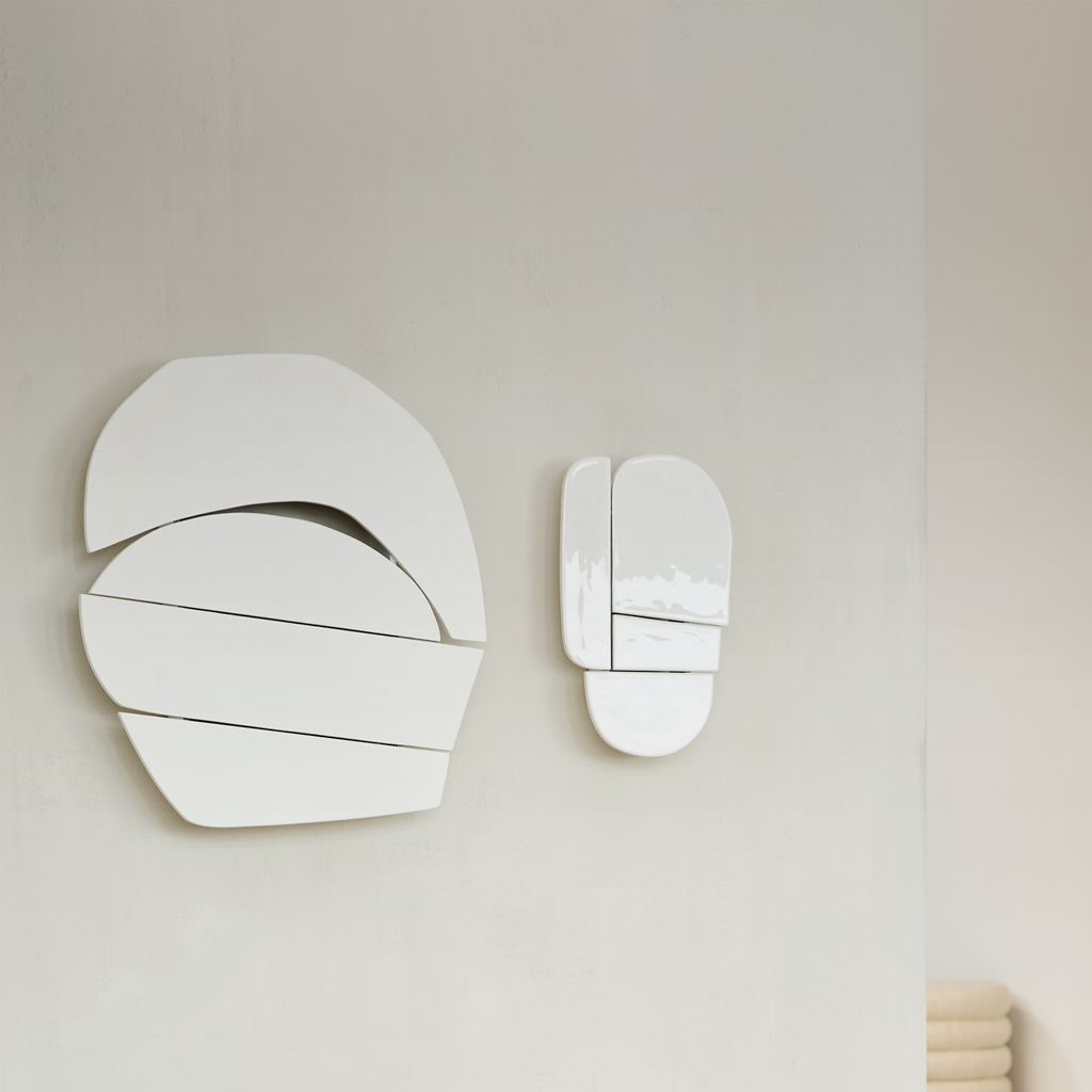 Wanddeko Wood Block Off White