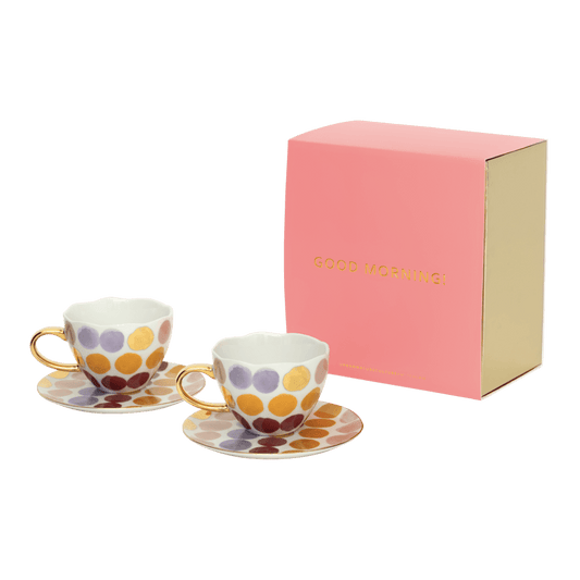 Good Morning Cup Cappuccino/Tea and Plate Joyful A, set of 4, in gift pack - Urban Nature Culture