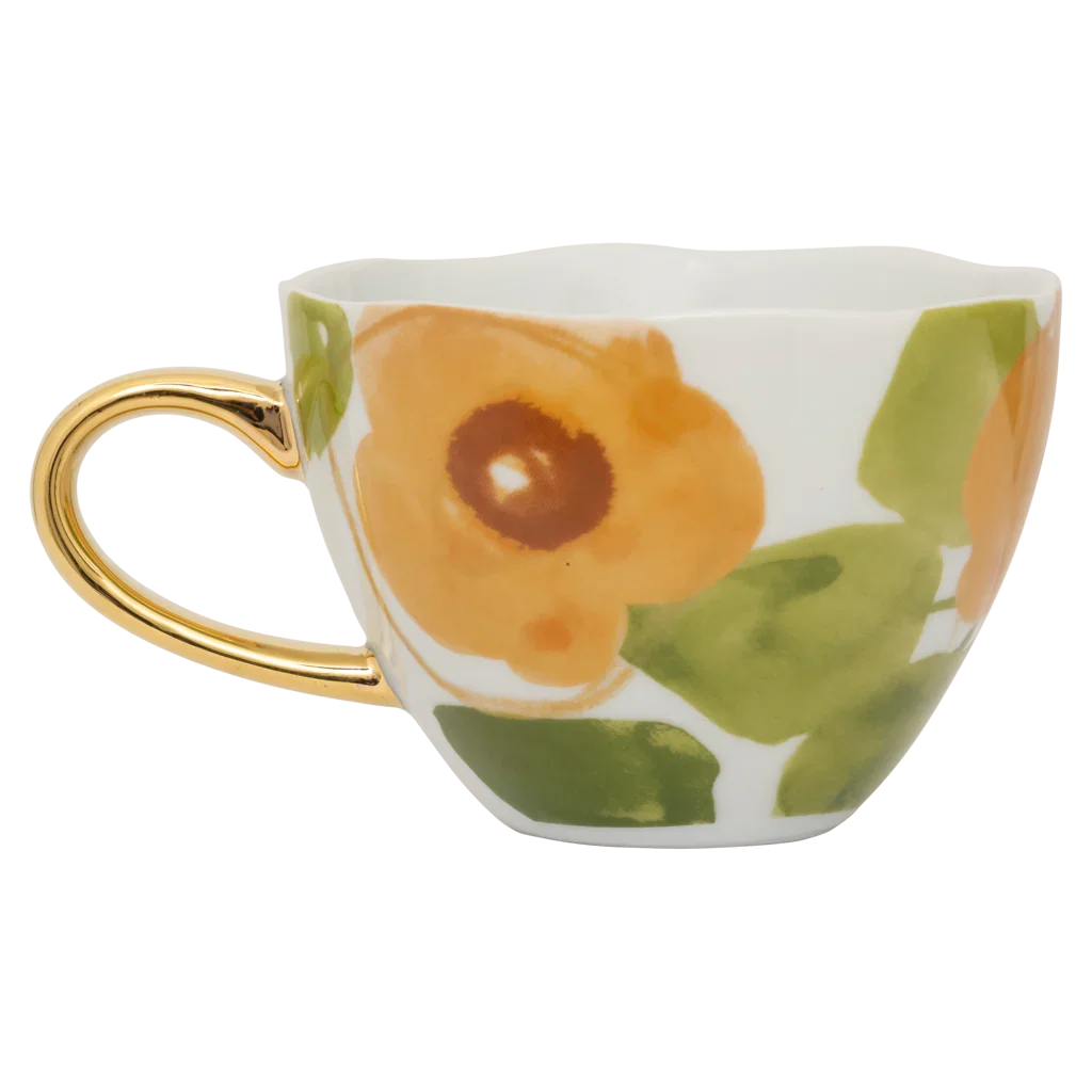 Good Morning cup Cappuccino/Tea Floral Art Ø11 cm - Caramel - Urban Nature Culture