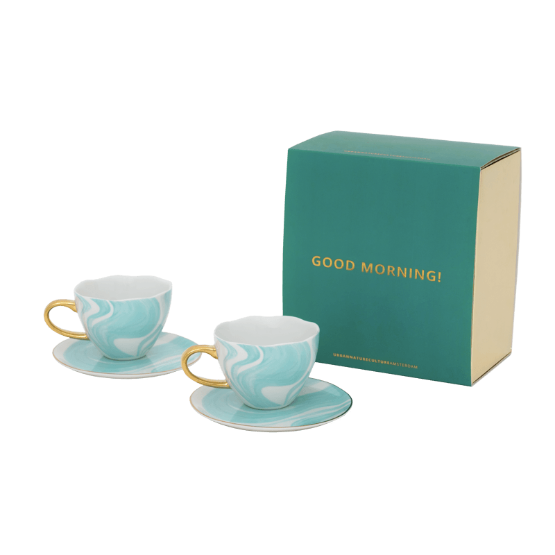 Good Morning Cup Cappuccino/Tea and Plate Valuri Emerald Green, set of 4, in gift pack