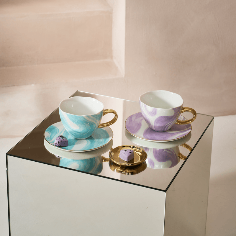 Good Morning Cup Cappuccino/Tea and Plate Valuri Violet, set of 4, in gift pack