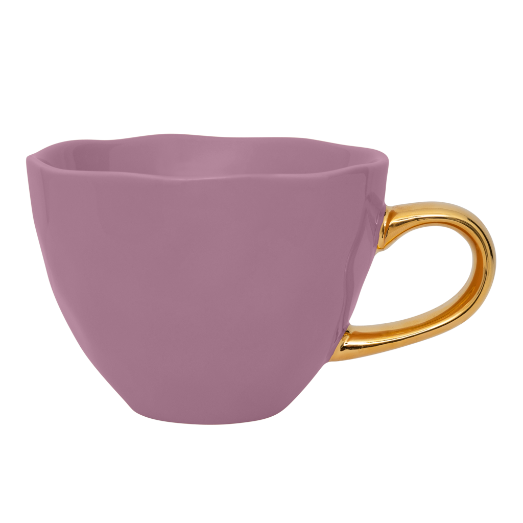 Part of the Good Morning Collection. Cappuccino cup in the colour hyacinth With a hand-painted golden ear Colour hyacinth is a mid tone pastel.