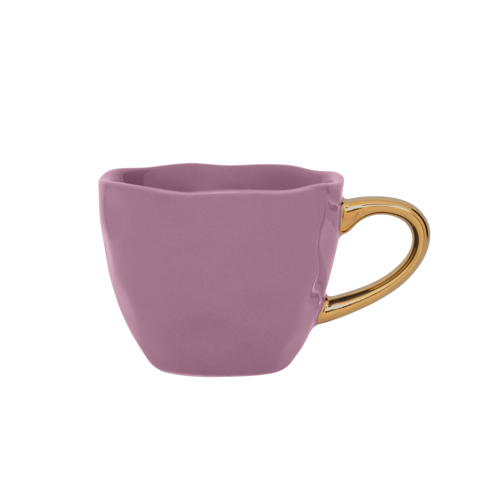 Part of the Good Morning Collection. Espresso cup in the colour hyacinth With a hand-painted golden ear.Colour hyacinth is a mid tone pastel.
