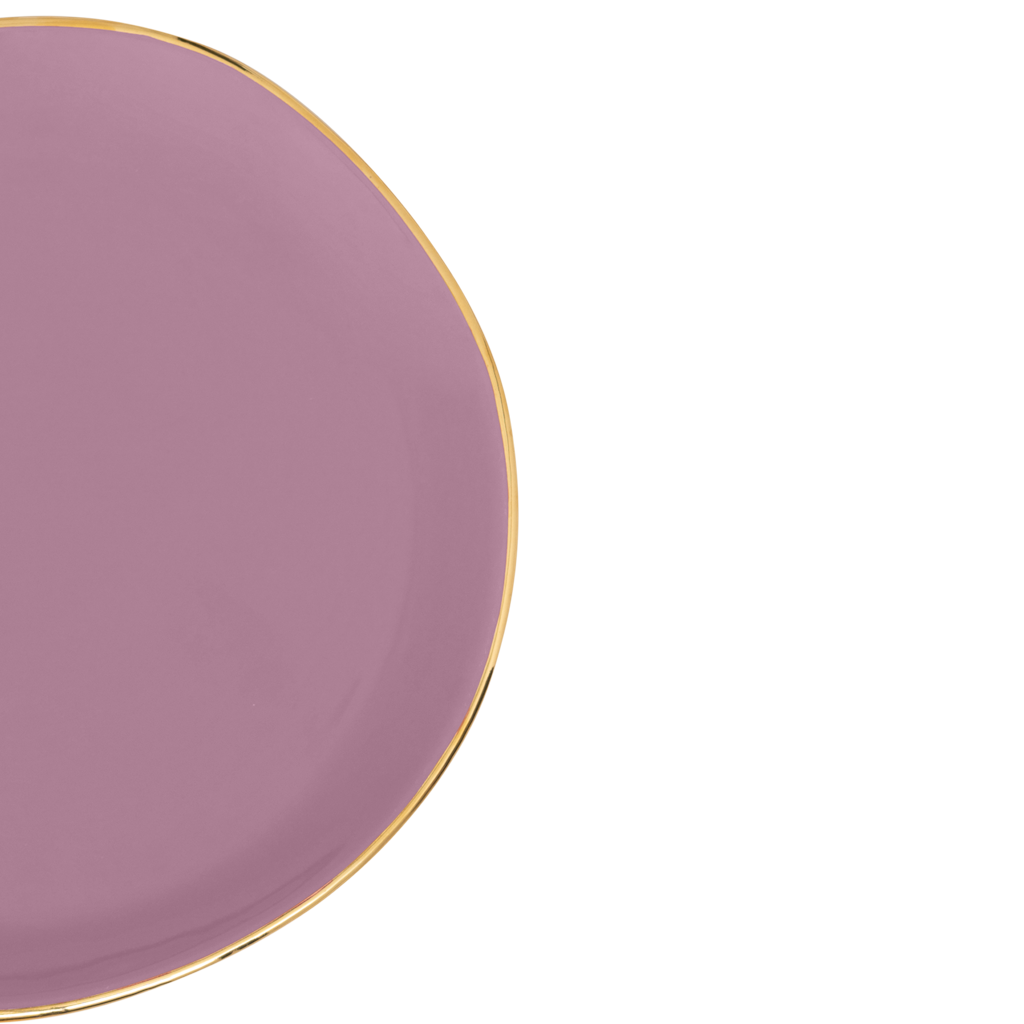 Part of the Good Morning Collection. As a cake plate or breakfast plate. In the colour hyacinth With a hand-painted golden rim.Colour hyacinth is a mid tone pastel.