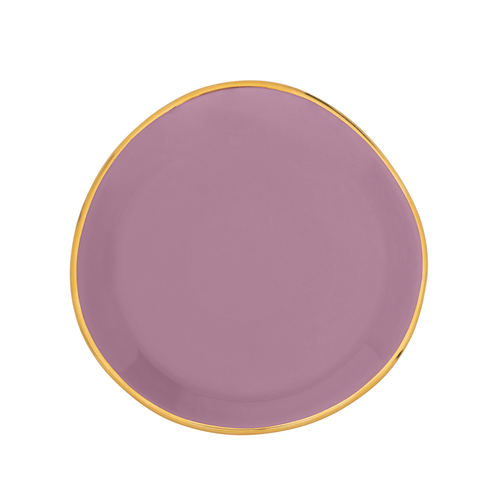 Part of the Good Morning Collection. As tea tip or petit four. In the colour hyacinth With a hand-painted golden rim.Colour hyacinth is a mid tone pastel.
