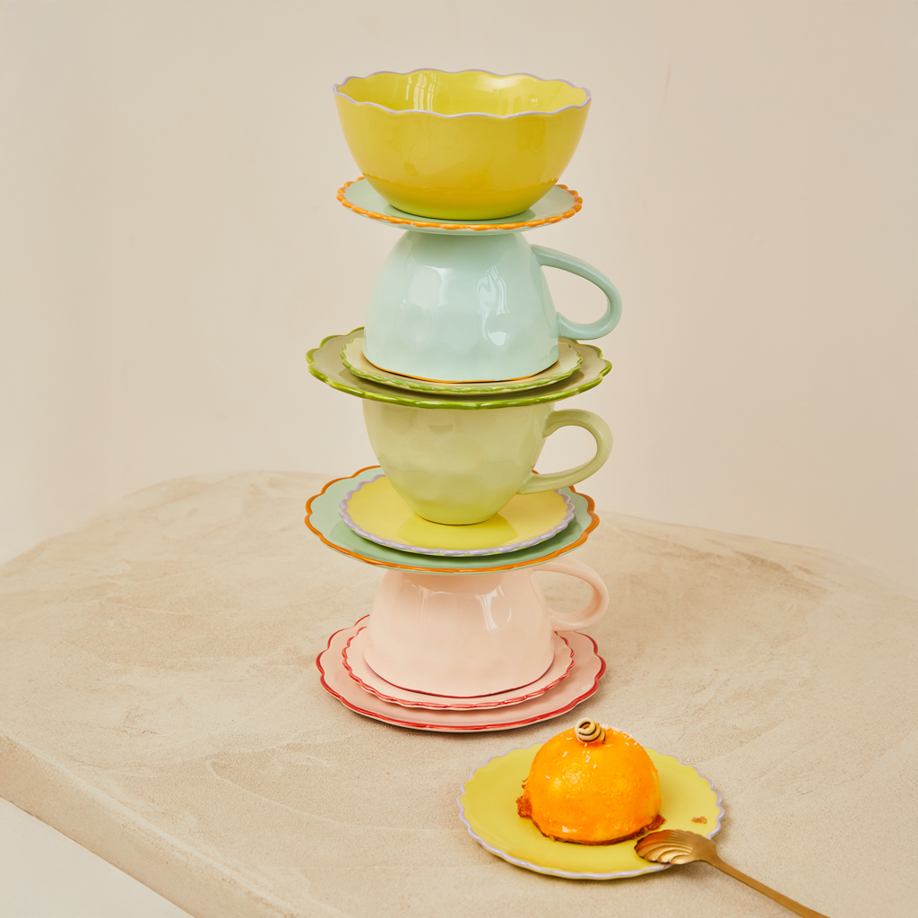 Good Morning Cup Cappuccino/Tea sculpted Celadon