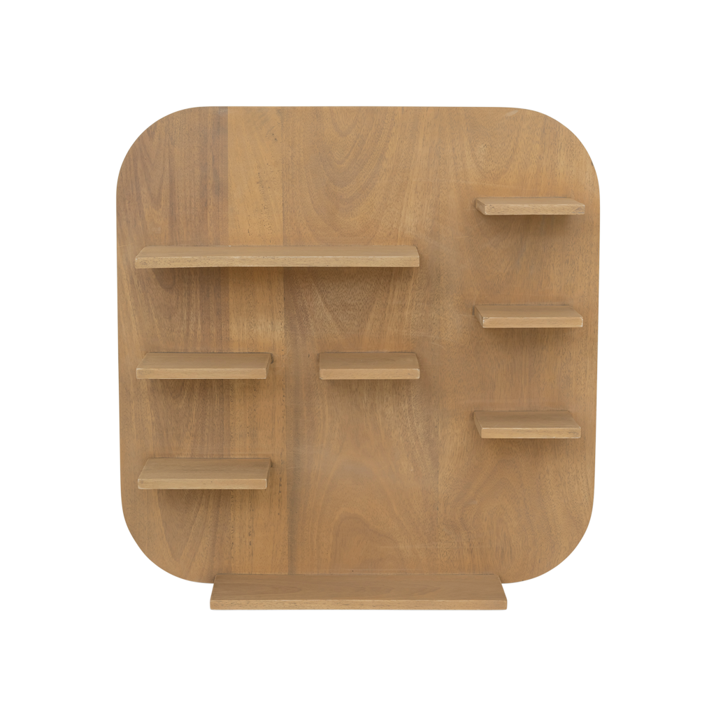 Memory board in a natural light oak matte finish with a calm, soft design, creating a blank canvas for personal memories. Hooks on backside. Made of eco-friendly mangowood, of which the timber is harvested after the mango tree passed its fruit-bearing life span.