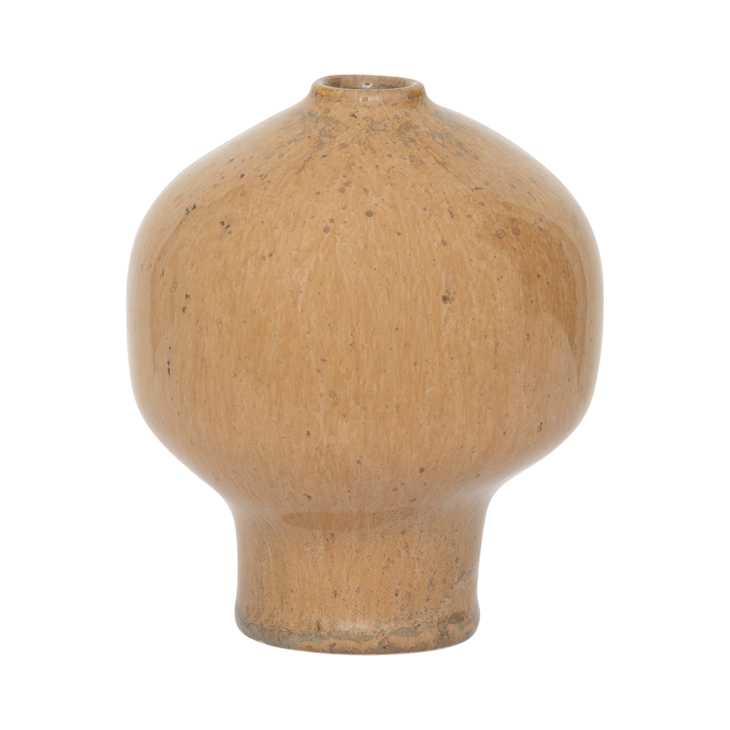 A set of three mini vases in natural tones. Reactive and textured glazes, each with its own organic, sculptural shape. Made from a balanced mix of recycled and virgin ceramics.