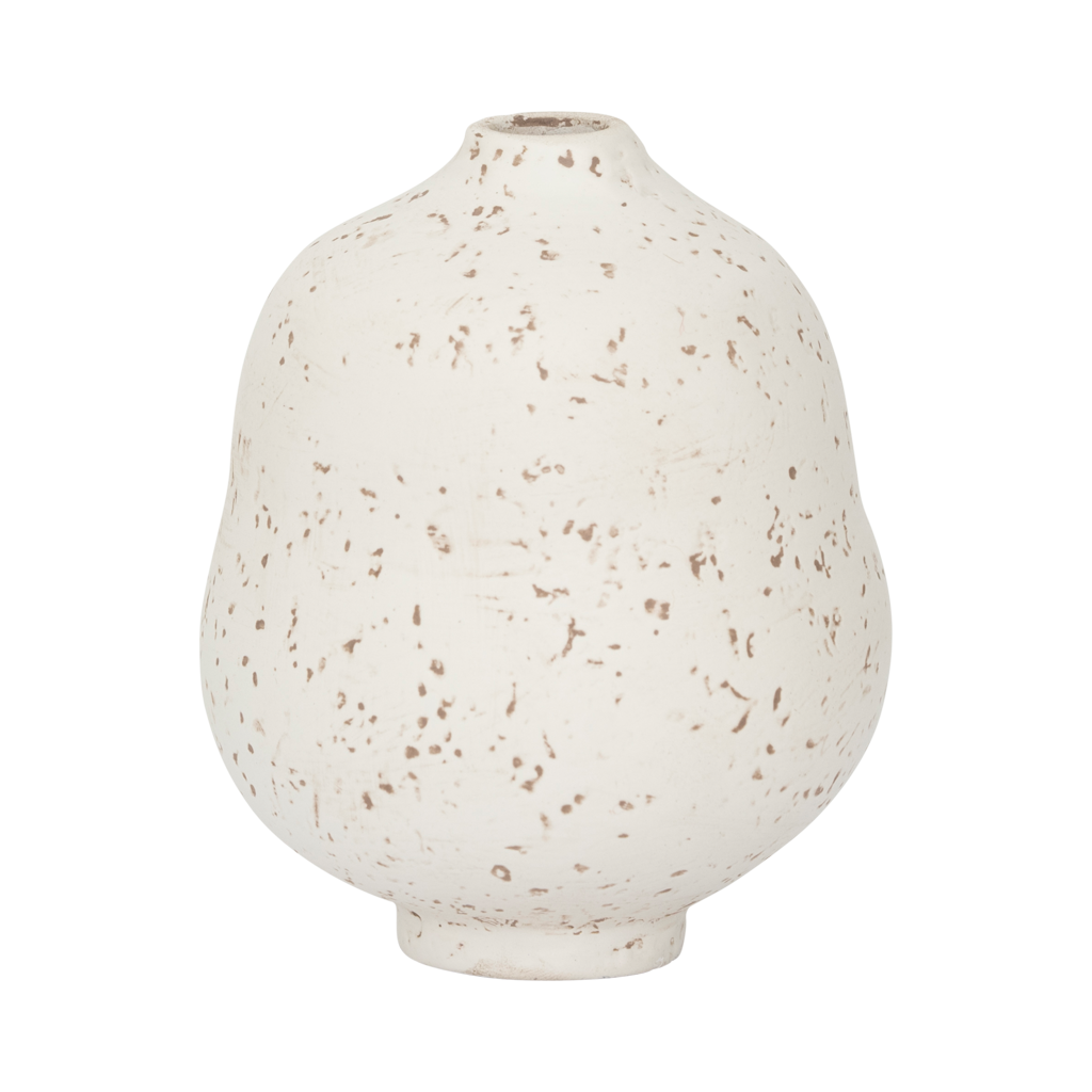 A set of three mini vases in natural tones. Reactive and textured glazes, each with its own organic, sculptural shape. Made from a balanced mix of recycled and virgin ceramics.