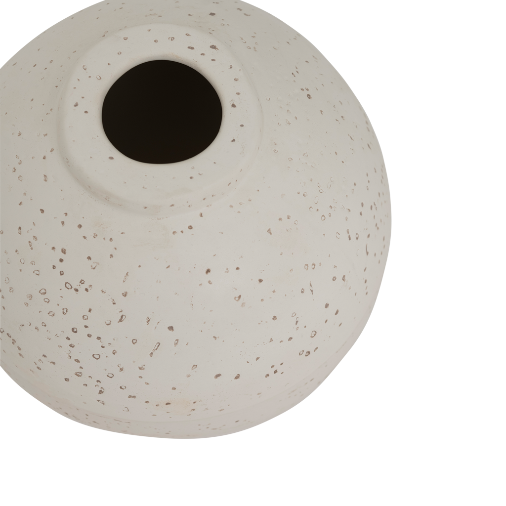 A spherical fragrance holder in off-white with a subtle textured skin, designed to store your whole fragrance bottle with an opening for scented sticks.