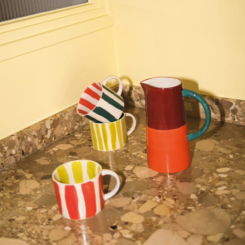 LINDA. x UNC mug Tazza with printed stripes inside & outside C