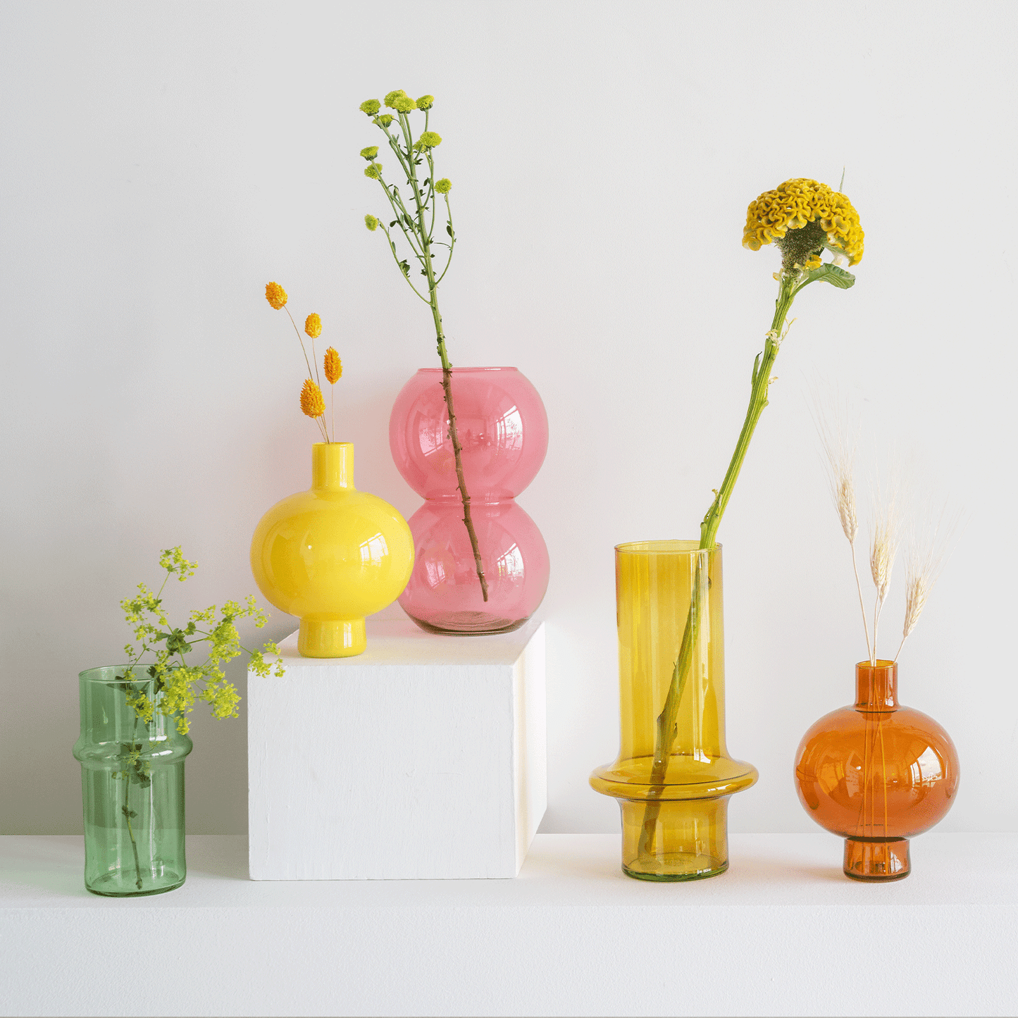 Vase recycled glass, yolk yellow - Urban Nature Culture