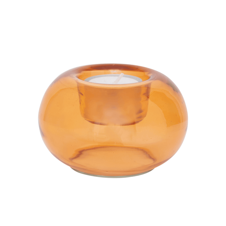 Tealight holder recycled glass Bubble, Apricot nectar - Urban Nature Culture