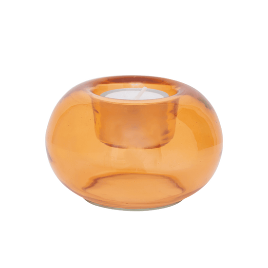 Tealight holder recycled glass Bubble, Apricot nectar - Urban Nature Culture