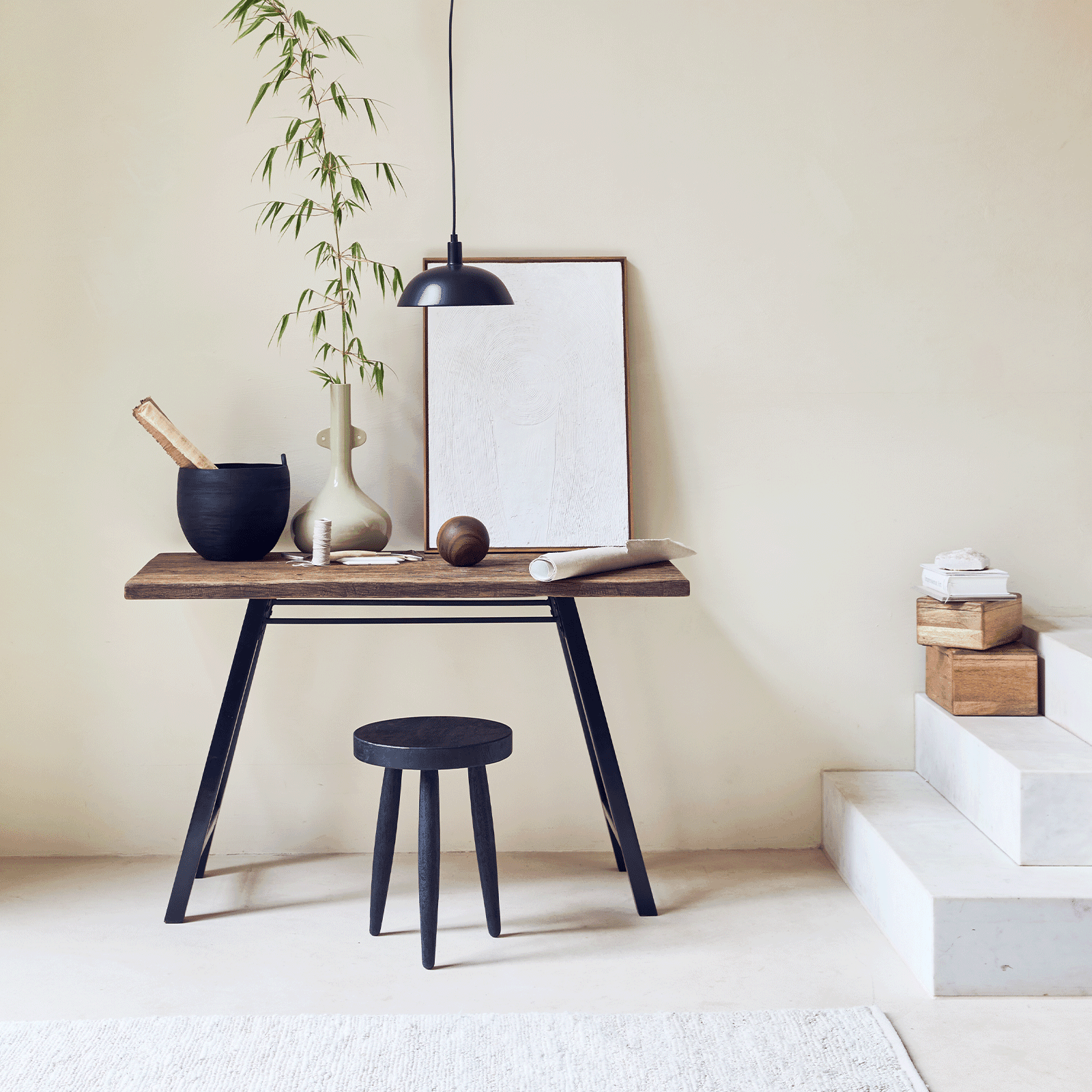 Office desk reclaimed wood and acacia - Urban Nature Culture